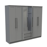Beverly 6 Door Wardrobe with Mirror & Drawers - Pendle Village Furniture